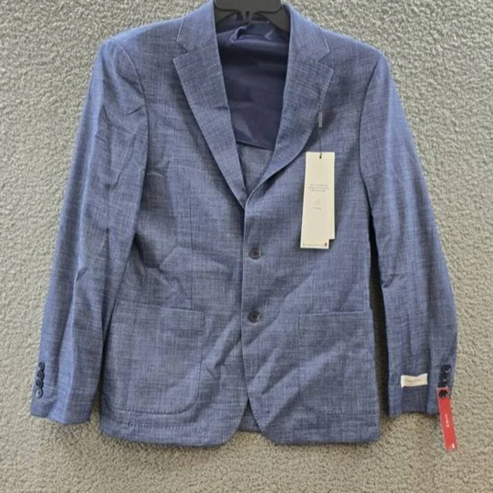 Calvin Klein Solid Slim Fit Soft Sport Coat Men's 40R Blue Button Closure L/S